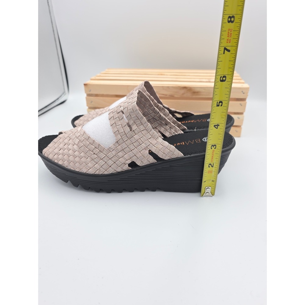 Bernie Mev Wedge Sandals Womens 42 11 Rose Gold Woven Elastic Platform Slides - Picture 7 of 12